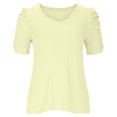 thumbnail image 5 of ECZHAW Womens Summer Tops,Women's Short Sleeve Cotton T-Shirts V Neck Ribbed Slim Fit Tops Ladies' Casual Summer Basic Tee,, 5 of 6