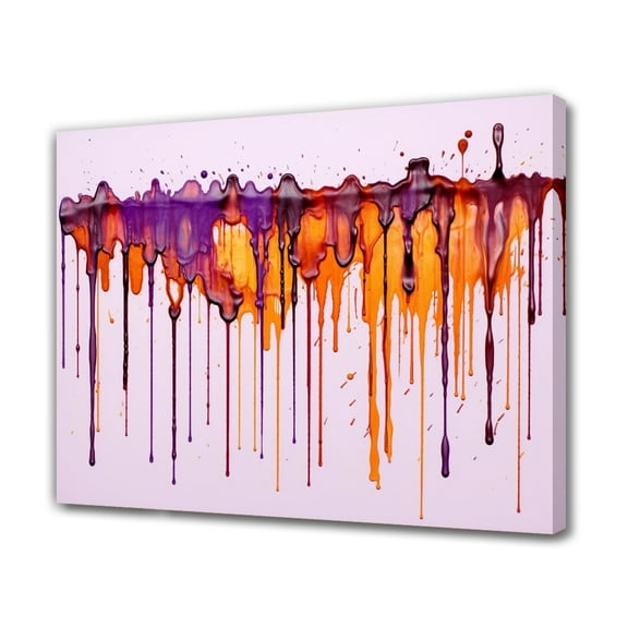Colorful Abstract Background Painting Featuring Drips Of Purple And Orange Canvas Poster Bedroom Decor Sports Landscape Office Room Decor Gift,Frame-style,12x18inch(30x45cm)
