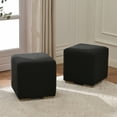 thumbnail image 6 of 18.5" Wide Modern Square Boucle Upholstered Ottoman with Solid Wood Legs Set of 2, Multi-Functional Sofa Footrest, Side Table, Extra Seating for Living Room, Bedroom, Fully Assembled (Black), 6 of 11
