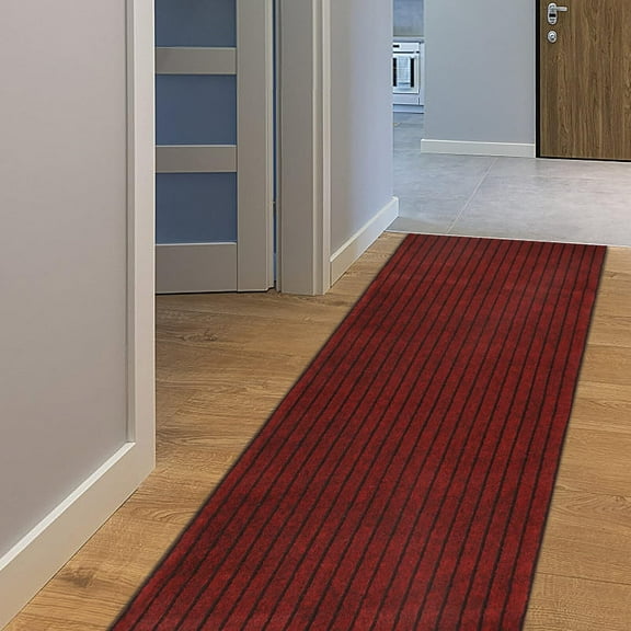 AYOHA Runner Rug 2' x 48' Indoor/Outdoor Carpet Runners, Hallway Kitchen Entryway Bedroom Area Rugs with Natural Non-Slip Rubber Backing, Garage mat, Red/Black Strip (Available for Custom Sizes)