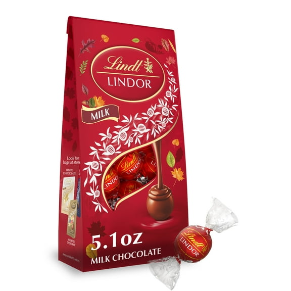 Lindt LINDOR Fall Milk Chocolate Candy Truffles, 5.1 oz. Bag