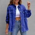 thumbnail image 5 of RXMEKW Veste en Denim à Capuche Amovible pour Femmes avec Manches Longues Perforées, Polyester, Bleu, 5 of 5