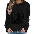 thumbnail image 2 of Mifsaly Halloween Sweatshirts for Women Witch Silhouette Graphic Pullover Tops Comfortable Loose Casual Fall Holiday Festival Sweatshirt Black,S, 2 of 6