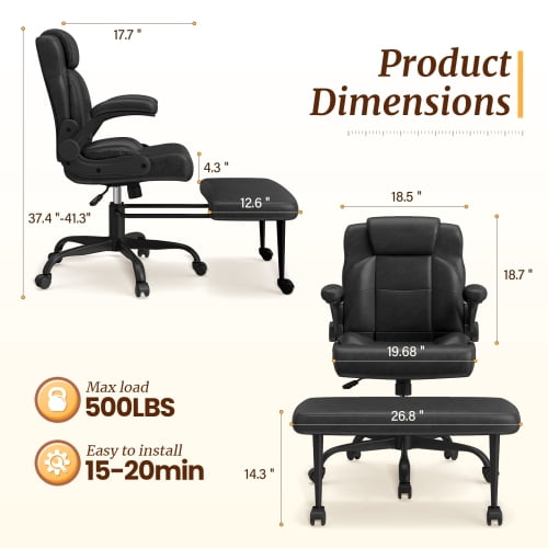 Cross Legged Office Chair with Flip-Up Arms, Height Adjustable Swivel Ergonomic Chair for ADHD, Home Office Relaxing