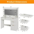 thumbnail image 4 of TOMNK Vanity Desk with Mirror, LED Lights and Power Outlet Makeup Vanity Table with 4 Drawers and 7 Storage Shelves Dressing Table for Bedroom Dressing Room (White), 4 of 5