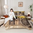 thumbnail image 4 of Castle Fairy 3-Piece Queen Size Comforter Set, Farmhouse Donkey and Sunflower Animal Print, 4 of 8