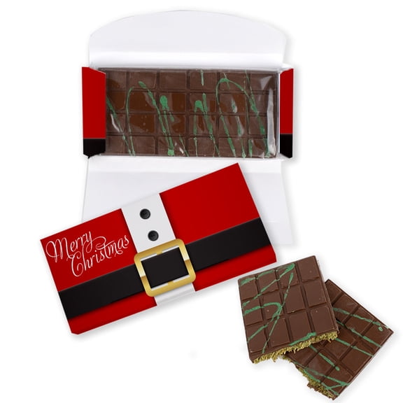 3 Count Merry Christmas Dubai Chocolate Bar Party Favors For Holiday Gifting, Stocking Stuffers & More - Santa Belt (1.38lb)