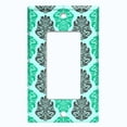 thumbnail image 2 of Metal Light Switch Plate Outlet Cover (Damask Symbo Teal Pattern - Single Rocker), 2 of 2