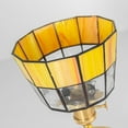 thumbnail image 2 of FSLiving Rechargeable Battery Operated LED Fireplace Lamps, Remote RV Brass Finished E26 Socket Pole Copper Table Light, 3-way Socket Water Ripple Tiffany Yellow Glass Floor lamps Hallway Light, 2 of 9