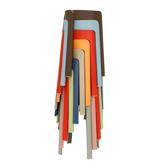10 Pcs Plastic Stackable Stools 18 Inch Chairs Height Commercial Furniture Stack Stools Colorful Portable Office and Classroom Chairs