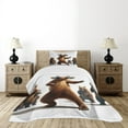 thumbnail image 4 of Ambesonne Funny Bear Quilted Bedspread Set 2 Pcs, Dancing Huge Glasses, Twin Size, Chocolate White, 4 of 5