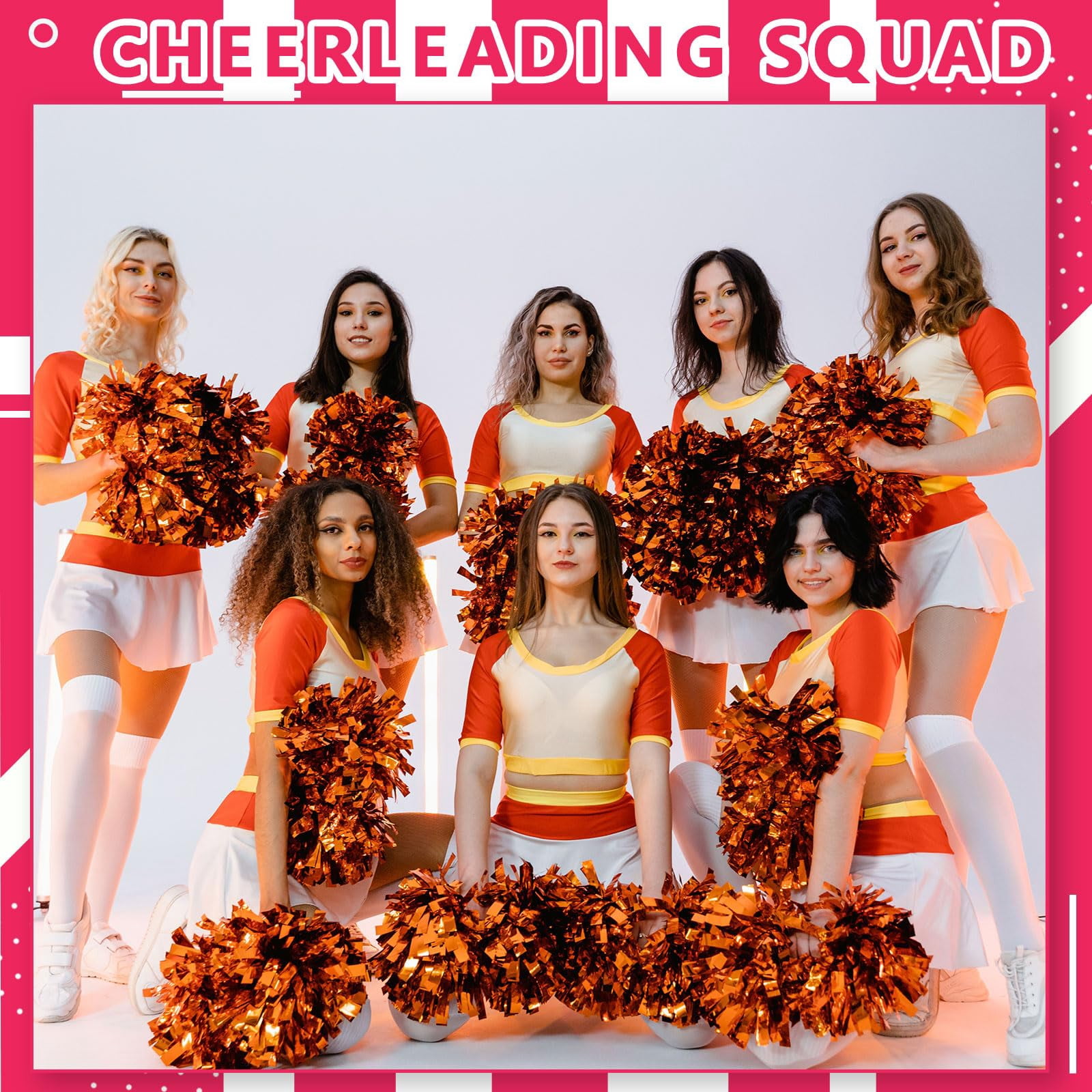 Pom Poms Cheer 22 Pcs with Four Finger Handle, Cheerleading Handheld Squad Pompoms for Sports Team Cheer Spirit Games Dance Party Adults