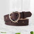 thumbnail image 3 of Women PU Leather Belt with Buckle Waist Strap Adjustable Waistband Heart Belt for Dress Decor Pants , brown, 3 of 8
