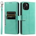 thumbnail image 6 of Classic Premium PU Leather Flip Case for iPhone 14 Plus, Wallet Case with Card Slots & Cash Pocket Kickstand Wrist Strap Full Body Protection Folio Case Cover for iPhone 14 Plus, Green, 6 of 7