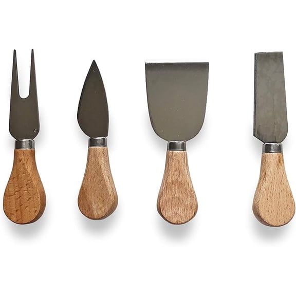 Jean-Patrique Cheese Knives - Set of 4, Includes Serving Fork, Parmesan, Hard and Soft Cheese Knife - From