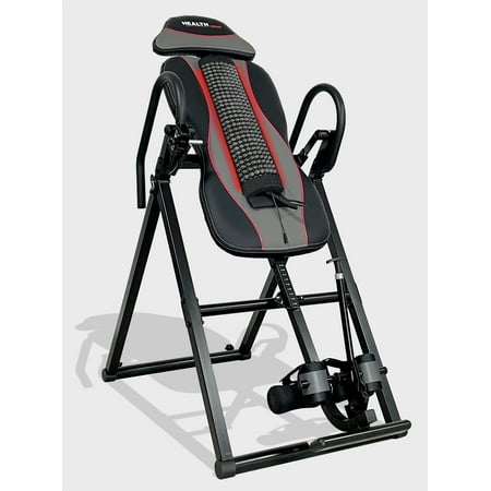 UPC: 0858351004334 | Health Gear Acupressure Beads Heat and Vibration Massage Inversion Table  ABM 9200  Black  300lb Weight Capacity