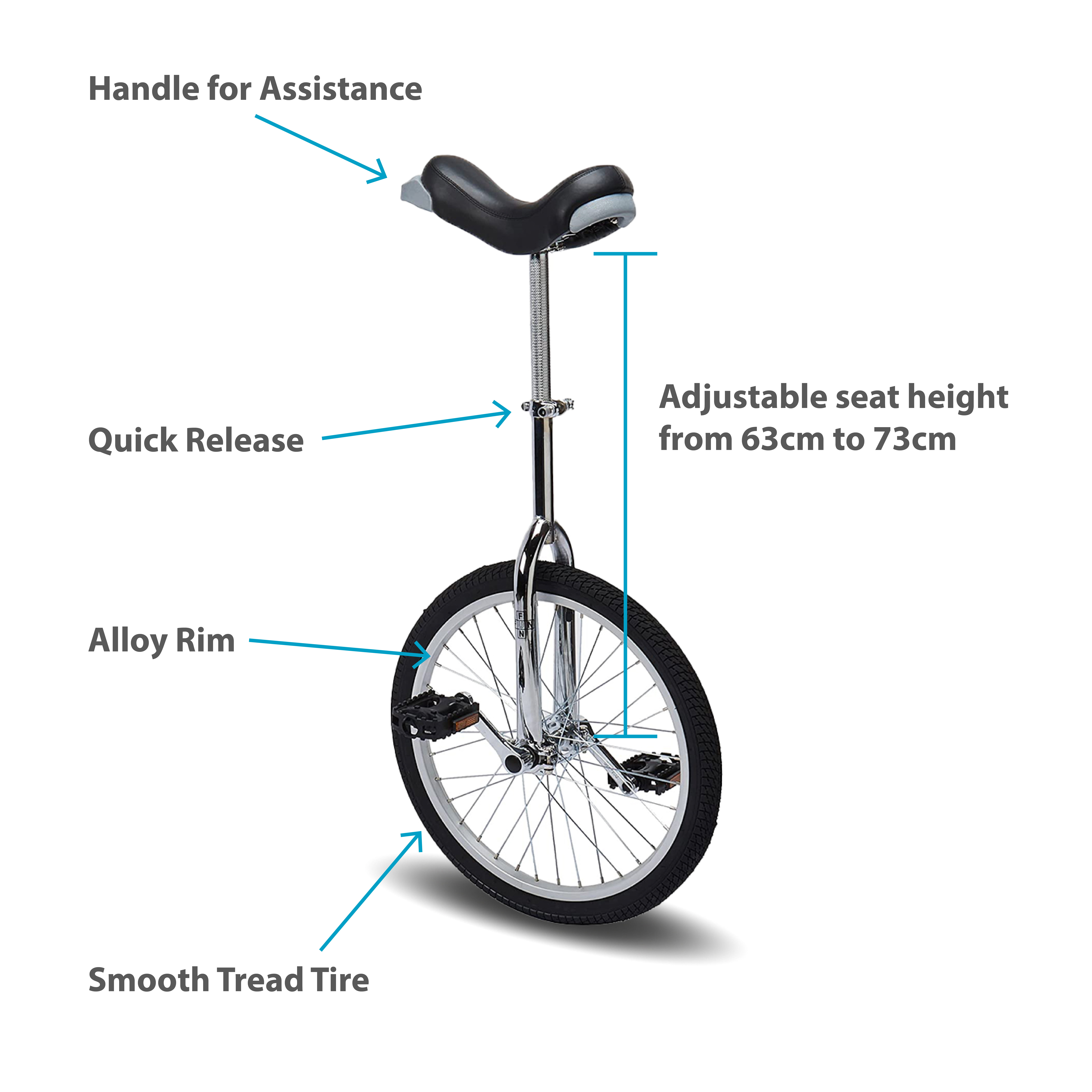 Chrome Unicycle,20 Tire Classic Chrome Unicycle Wheel Cycling Bike Mountain with Comfortable Release Saddle Seat US Ship for Exercise Balance Fitness Outdoor 