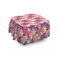 thumbnail image 1 of Garden Art Ottoman Cover, Colorful Leaves Splashes, 2 Piece Slipcover Set with Ruffle Skirt for Square Round Cube Footstool Decorative Home Accent, Standard Size, Multicolor, by Ambesonne, 1 of 5