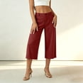 thumbnail image 5 of DailyTrove Women's Linen Blend Wide Leg Capri Pants, High Waisted Casual Cropped Trousers, 5 of 7