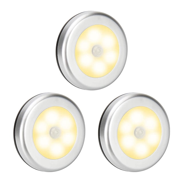 Paquete de 3 luces nocturnas con sensor de cuerpo redondo - Plateado Blanco cálido Ofspeizc 222189-4