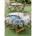 thumbnail image 4 of Outdoor Tablecloth with Umbrella Hole for Patio/Picnic/Party/Camping, Navy Blue Shell Coastal Waterproof Table Cloth Round Cover Washable, Starfish Coral Wooden Ocean Sea (Dia 60"), 4 of 9