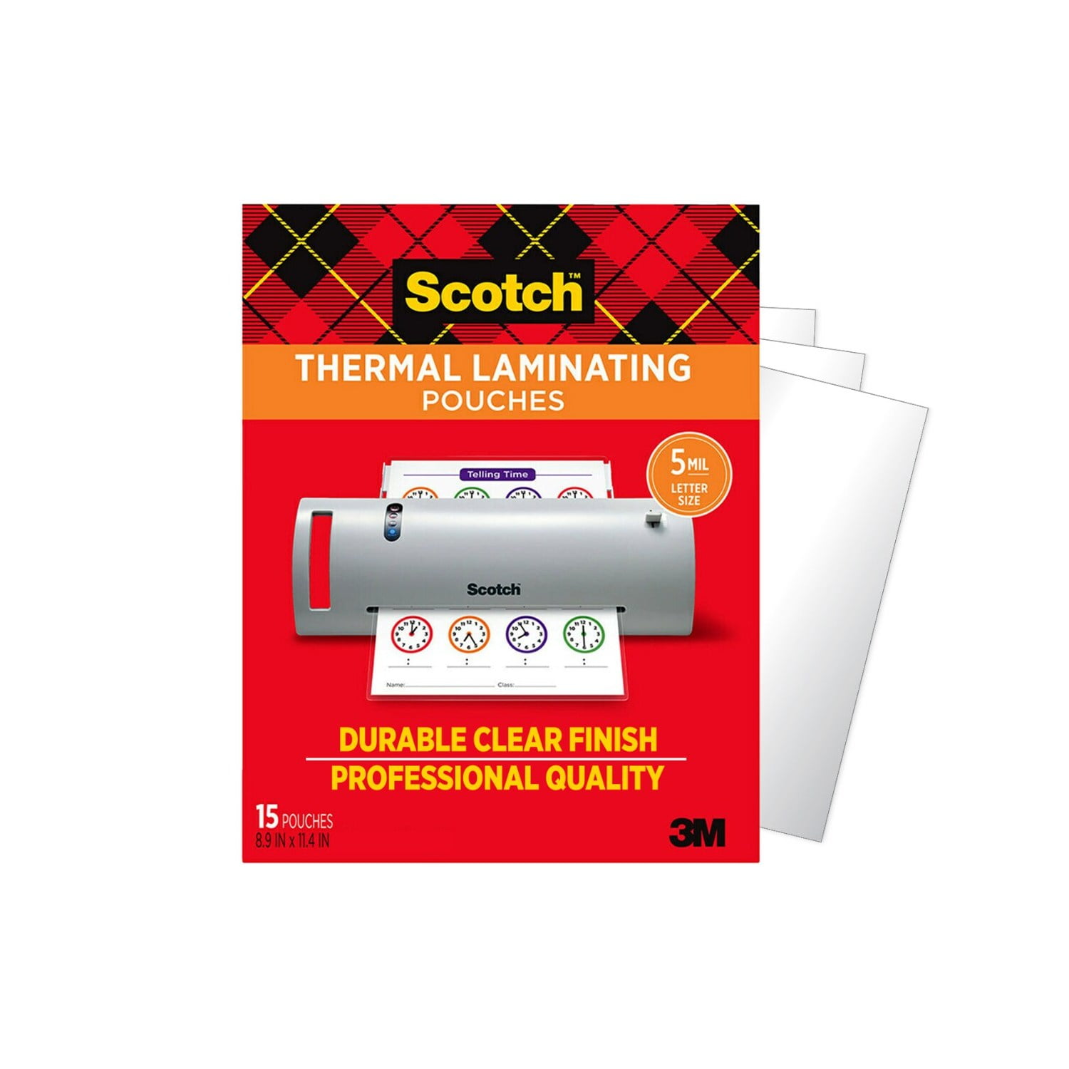 Scotch Thermal Laminating Pouches, Letter Size, 5 mil, 15 Sheets