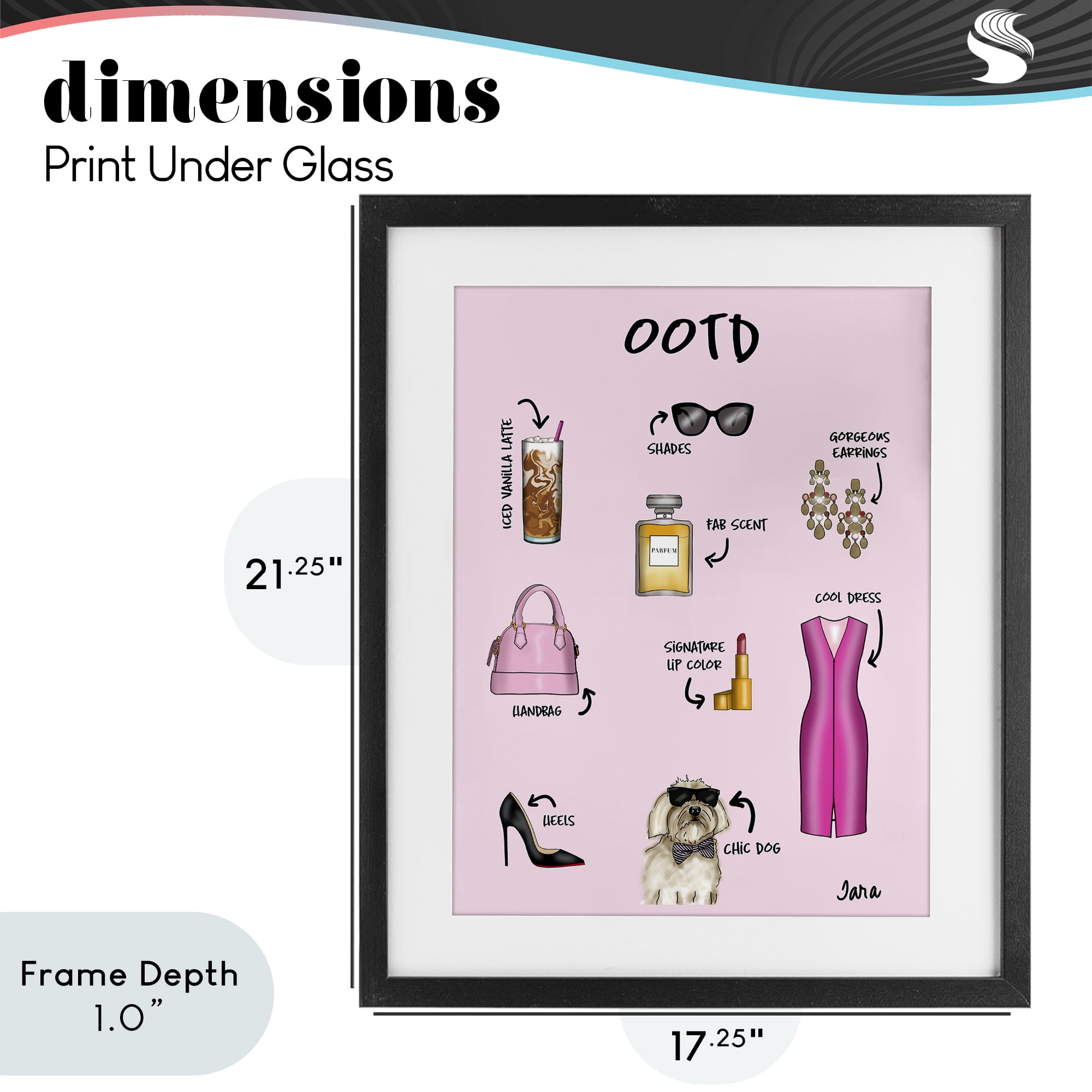 Stupell Industries Feminine Glam Outfit of the Day Black Framed Print Under Glass, design by Tara Boone