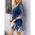 thumbnail image 3 of CUPSHE Women's Floral Print Chiffon A-Line Mini Dress Long Peasant Sleeves, Size M, 3 of 6