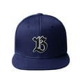 thumbnail image 2 of Daxton Classic Snapback Old English A to Z Numbers Initials Flat Bill Visor Cap-Navy Hat, Letter B, 2 of 3