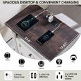 thumbnail image 6 of wow97e Farmhouse Nightstand, 2 Drawers End Table w/Charging Station, Roman Column, Wood Rustic Bedside Table w/Open Shlef for Bedroom, 6 of 7