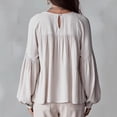 thumbnail image 5 of Women’s Long Sleeve V Neck Ruffle Blouse Loose Fit Lightweight Top with Tiered Design for Casual Daily Wear White 3XL, 5 of 6