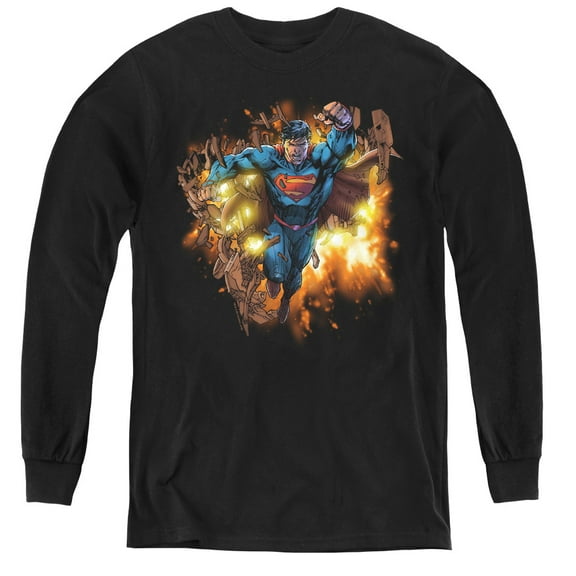 Superman - Blasting Through - Youth Long Sleeve Shirt - X-Large