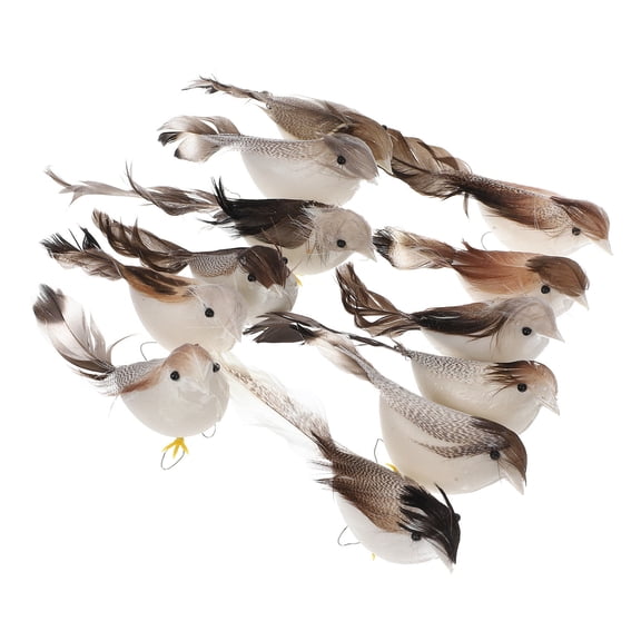 MERRYHAPY Outdoor Garden Bird Ornaments, 12-Piece Assorted Color Feathered Figurines for Yard and Patio Decoration