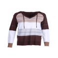 thumbnail image 2 of Chandails de Mode pour Femmes Manches Longues Hiver Automne Col en V Patchwork à Capuche Décontracté Ample Pull-Over Grande Taille, 2 of 10