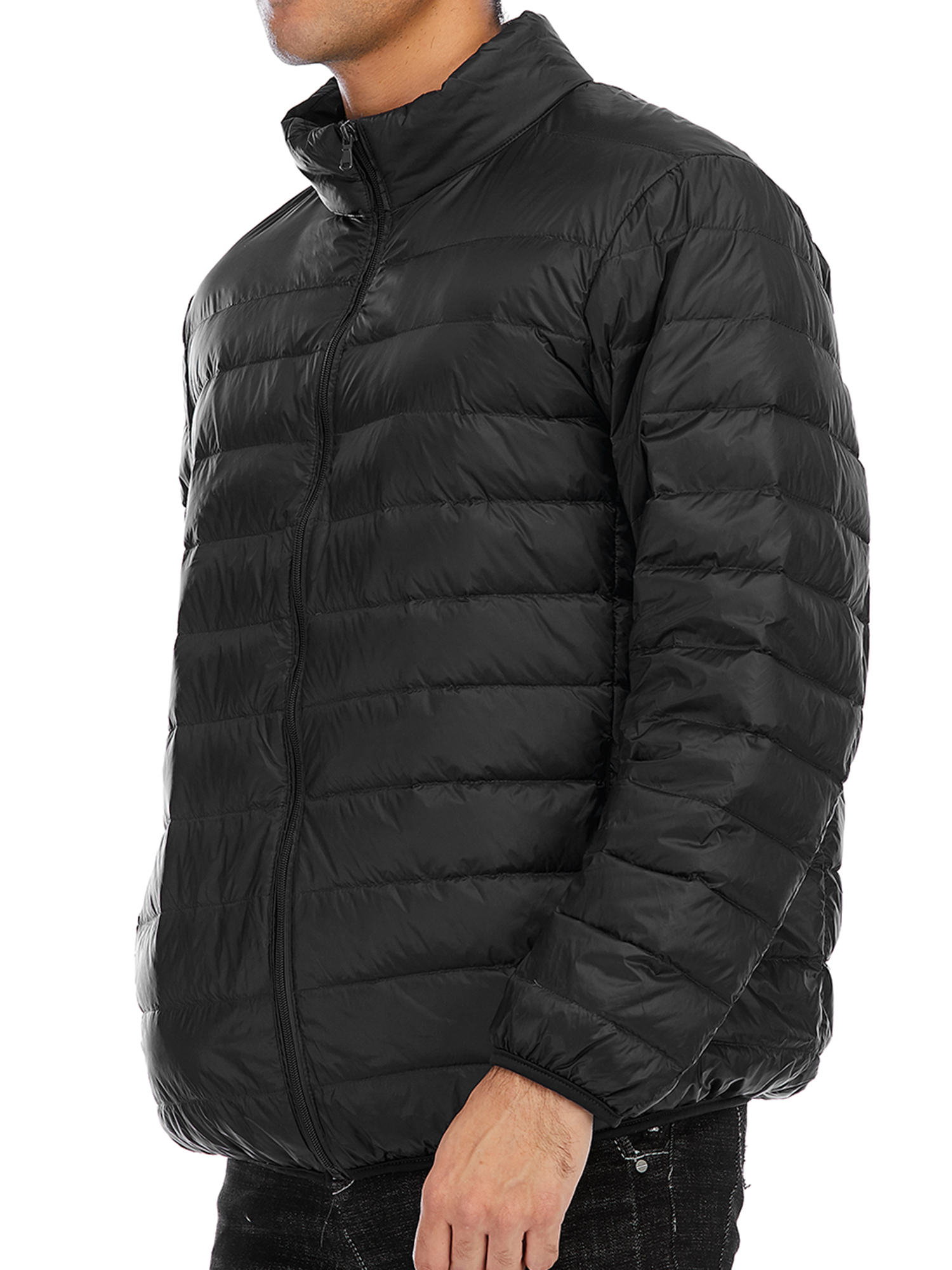 Mens Down Jacket Casual Zip Up Windbreaker Jackets Outdoor Coat Winter Jackets Lightweight Down Jacket Men Boys Puffer Coats Outwear, Size S-2XL - image 5 of 7