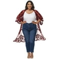 thumbnail image 6 of Feinuhan Women's Lace Mesh Kimono Cardigan, Half Sleeve Swimsuit Cover Up, Burgundy, XL/XXL, 6 of 7