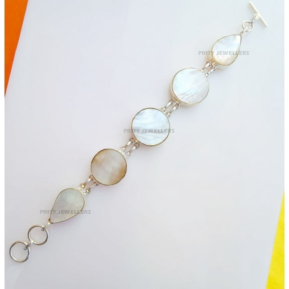 Solid 925 Sterling Silver Mother Of Pearl Bracelet, Handmade Bracelet, All Sizes