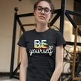 thumbnail image 3 of Tee Hunt Be Yourself T-Shirt LGBT Support Gay Pride Rainbow Good Vibes Ally Women's T-Shirt Tee, Black, X-Large, 3 of 5