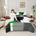 thumbnail image 4 of Erosebridal Green Graffiti Lines Bedding Sets Queen with Comforter,Geometric Geometry Duvet Insert,Modern Abstract Art Comforter Sets Queen Size,Ultra Soft Room Decor Reversible,3pcs, 4 of 8
