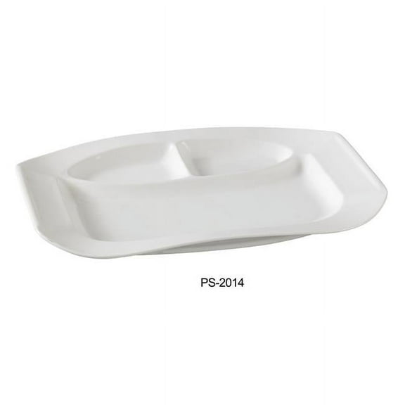 9.5 x 14.5 in. Porcelain 3-Compartment Plate, Bone White - Pack of 12