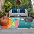 thumbnail image 2 of Surfboard Outdoor Rug for Patio/Deck/Porch, Non-Slip Large Area Rug 4 x 6 Ft, Summer Starfish Palm Leaf Wood Grain Blue Indoor Outdoor Rugs Washable Area Rugs, Reversible Camping Rug Carpet Runner, 2 of 8