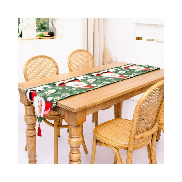 Inteprter Caminos de de Navidad Tela bordada Cómodos manteles individuales resistentes al desgarro Escritorio Impreso Mantel Diseño Adornos de Kits de decoración para fiestas Anciano Inteprter HA068983-04