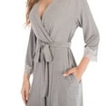 thumbnail image 4 of Eternatastic Womens Robes Knit Bathrobe Soft Lightweight Knee Length Sleepwear with Pockets Loungewear S-XXL, 4 of 7