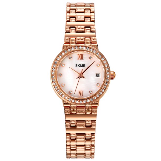 Reloj De Lujo Reloj Mujer Relojes Redondos Impermeables Casual Relojes De Cuarzo Mujer Oro