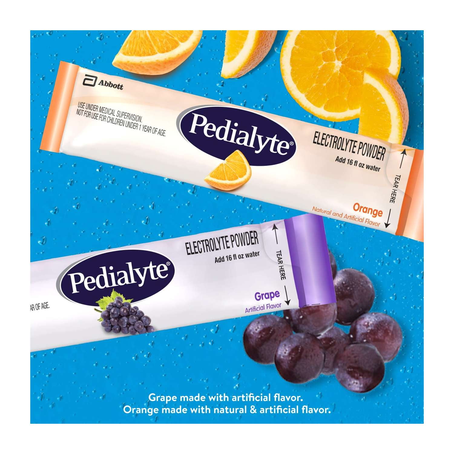 (3 pack) Pedialyte Electrolyte Powder, Variety Pouch: Grape and Orange, 12 Powder Packets