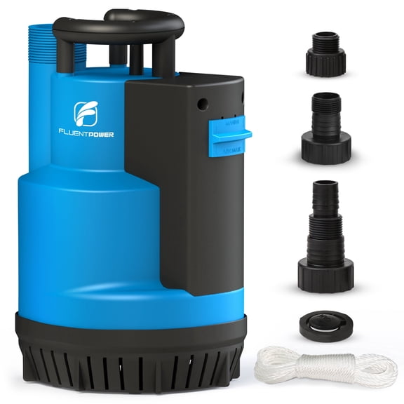 FLUENTPOWER  3/4HP 3100GPH Submersible Sump Water Pump, Auto/Manual Control by Integrated Float Switch, with 16.4 Ft Cord for Pool Tub Garden Pond Flooded Basement Draining
