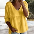 thumbnail image 2 of Womens Floral Babydoll Tops，Plus Size Bohemian Clothes Lightweight Gauze 3/4 Sleeve Blouses Gauze Shirts For Women Floral Blouses For Women Beach Vacation Blouses Boho Floral Tops 2XL, 2 of 8
