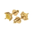 thumbnail image 2 of 14K Solid Gold Screw Back Stud Earrings for Women | 1 cttw Princess Cut Simulated Yellow Diamond | Yellow Gold, 2 of 5