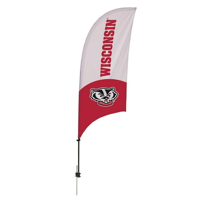 Showdown Displays 810028WIS-001 7.5 ft. Wisconsin Badgers Razor Feather NCAA Flag with Spike Base - No.001