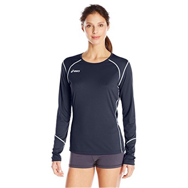 ASICS Womens Volleycross Jersey, Azul, Grande Asics Jersey